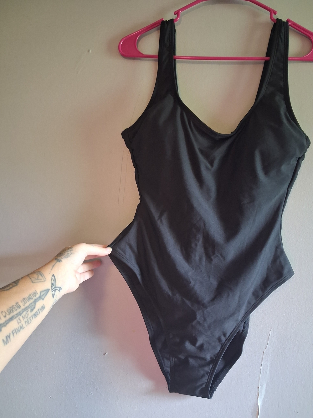 No Boundaries Black One-Piece Swimsuit - Scoop Neck
